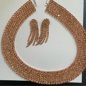 Elegant Rose Gold Necklace and Earring Set